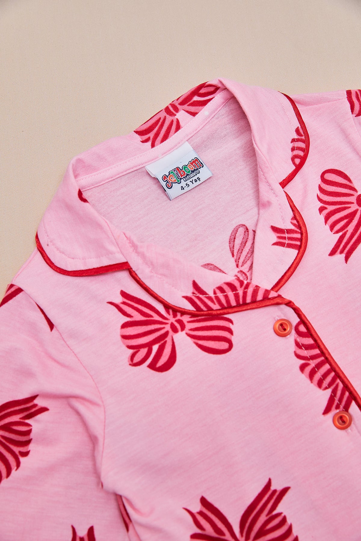 Kurdeleli Uyku Bantlı Kız Çocuk 3 Lü Pijama Takımı 4