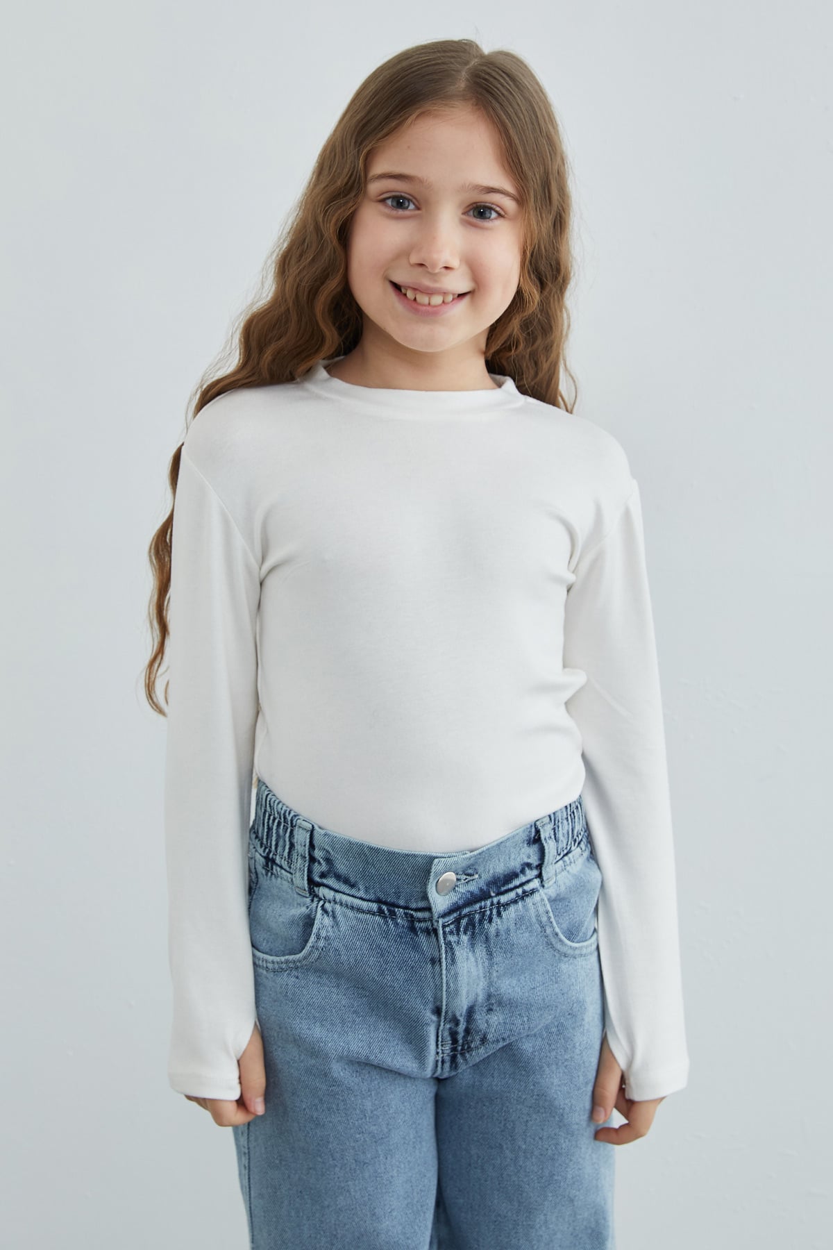 Basic Parmak Geçirmeli Modal Kız Çocuk Body 3
