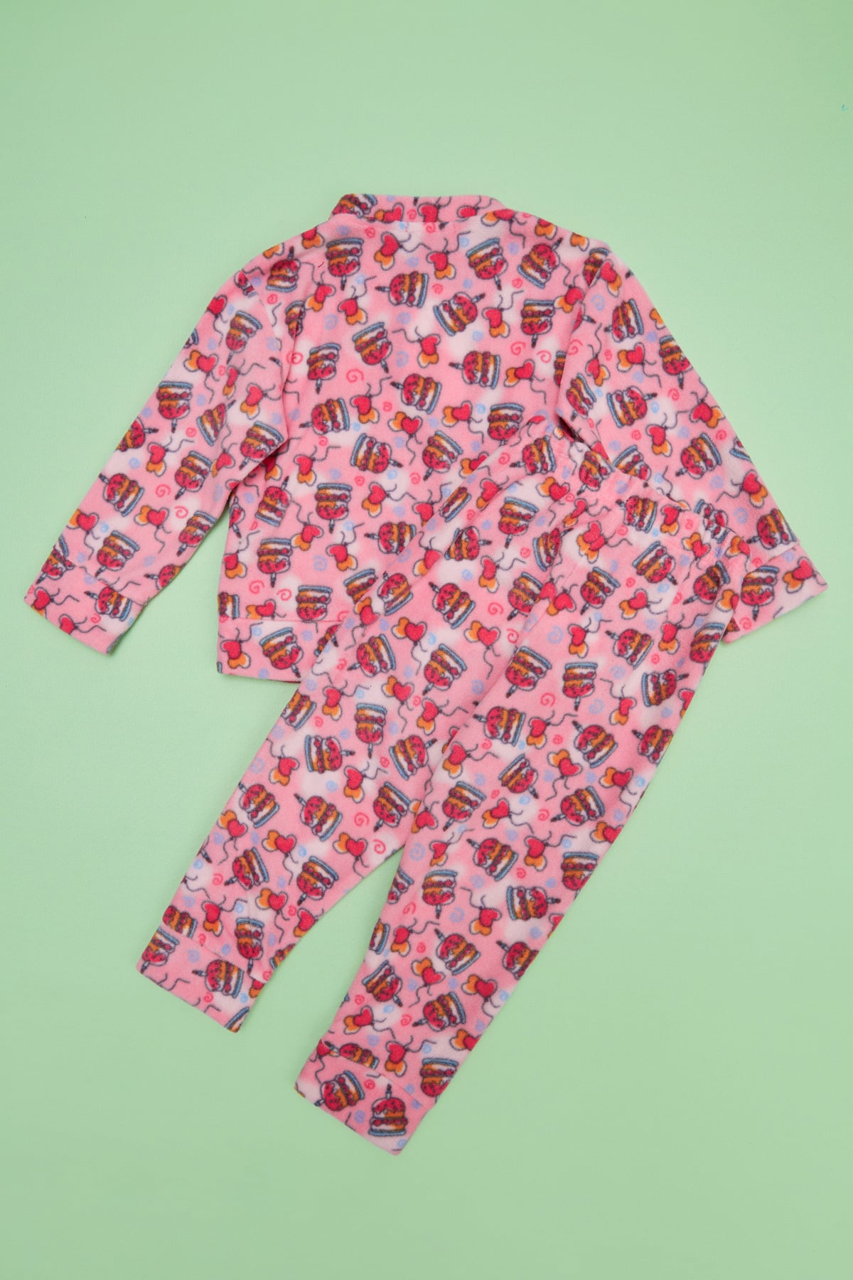 Pasta Desenli Polar Kız Çocuk Pijama Takımı 4