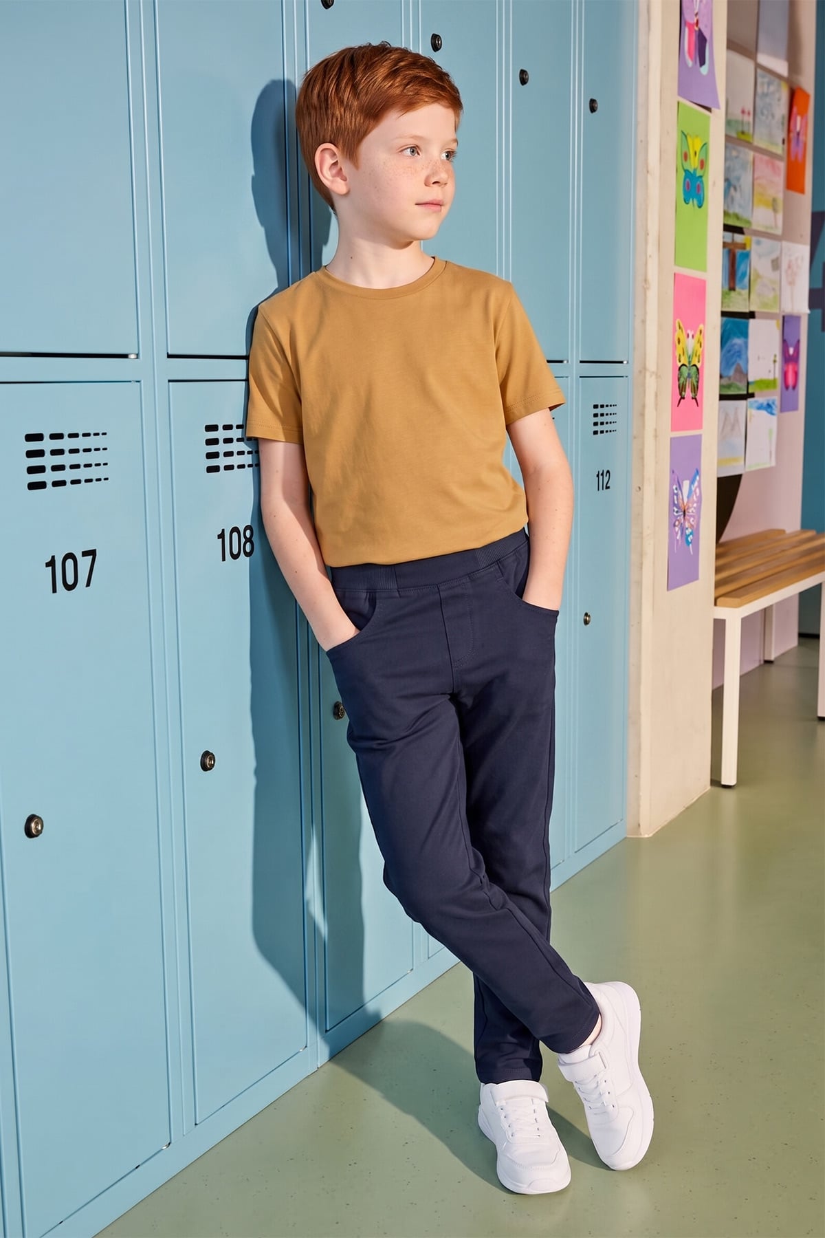 Beli Bağcıklı Gabardin Kumaş Unisex Çocuk Pantolon