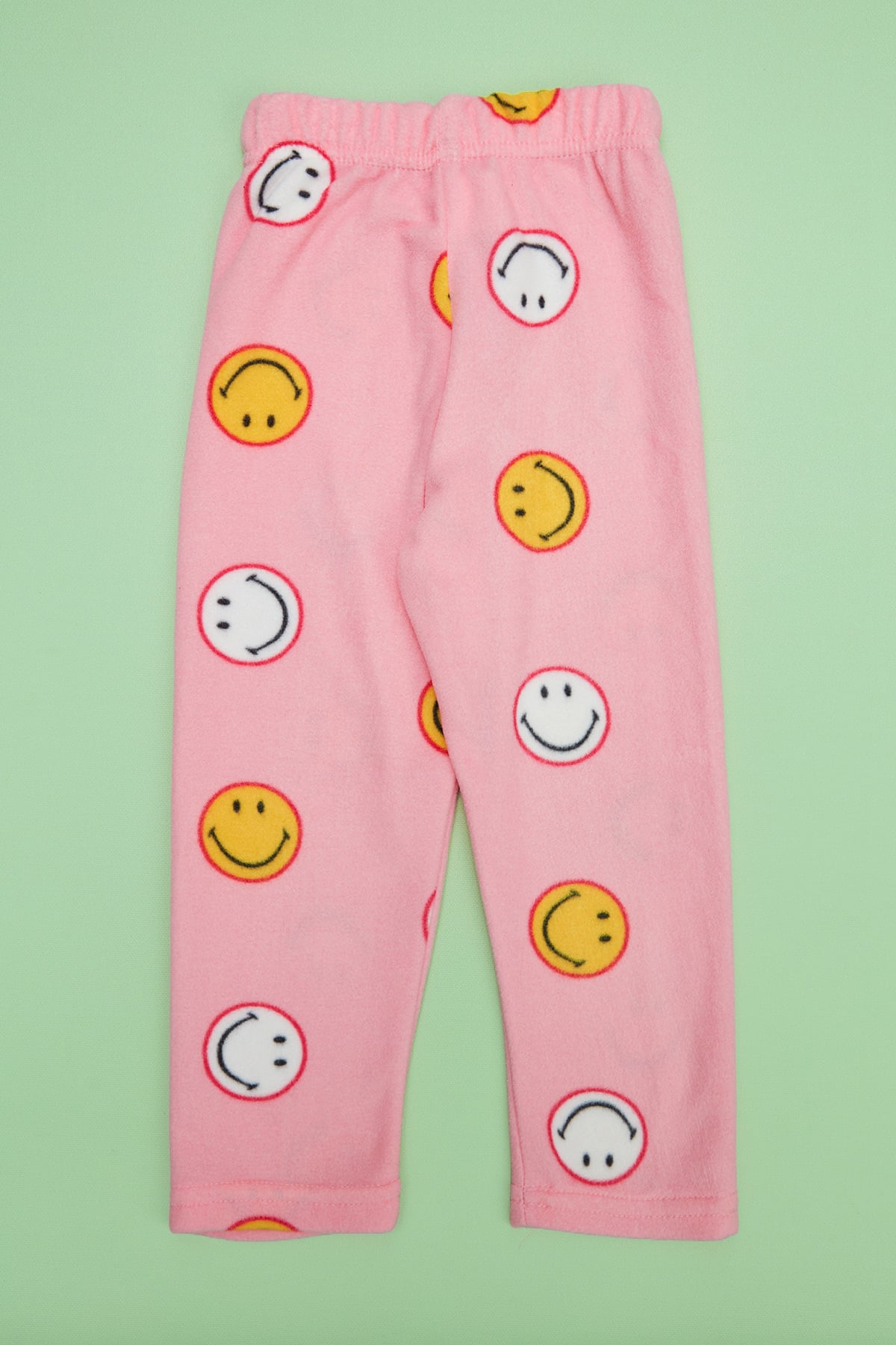 Gülen Yüz Desenli Polar Unisex Çocuk Pijama Altı 4