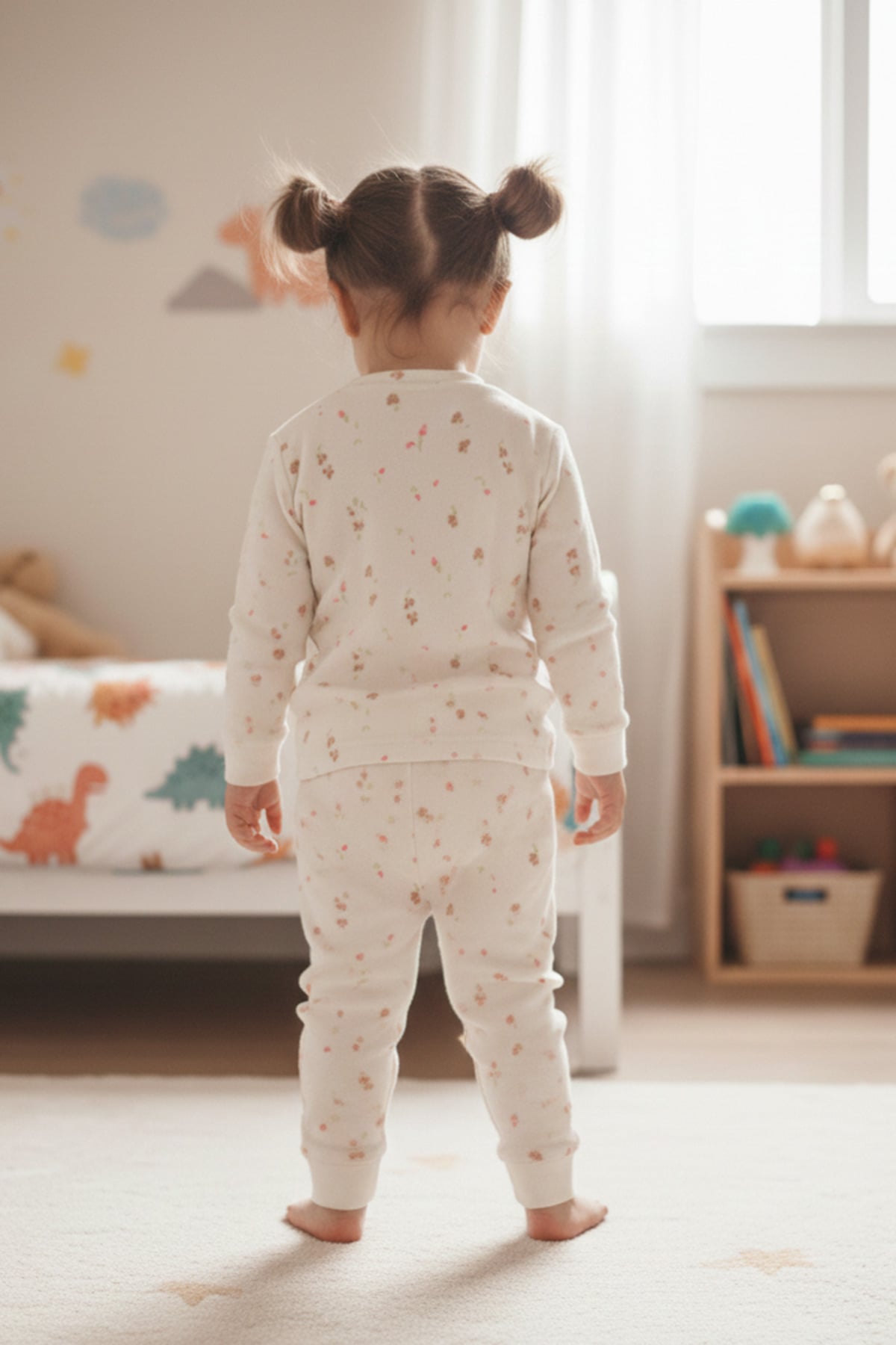 Çiçek Desenli Polar Kız Çocuk Pijama Takımı 2