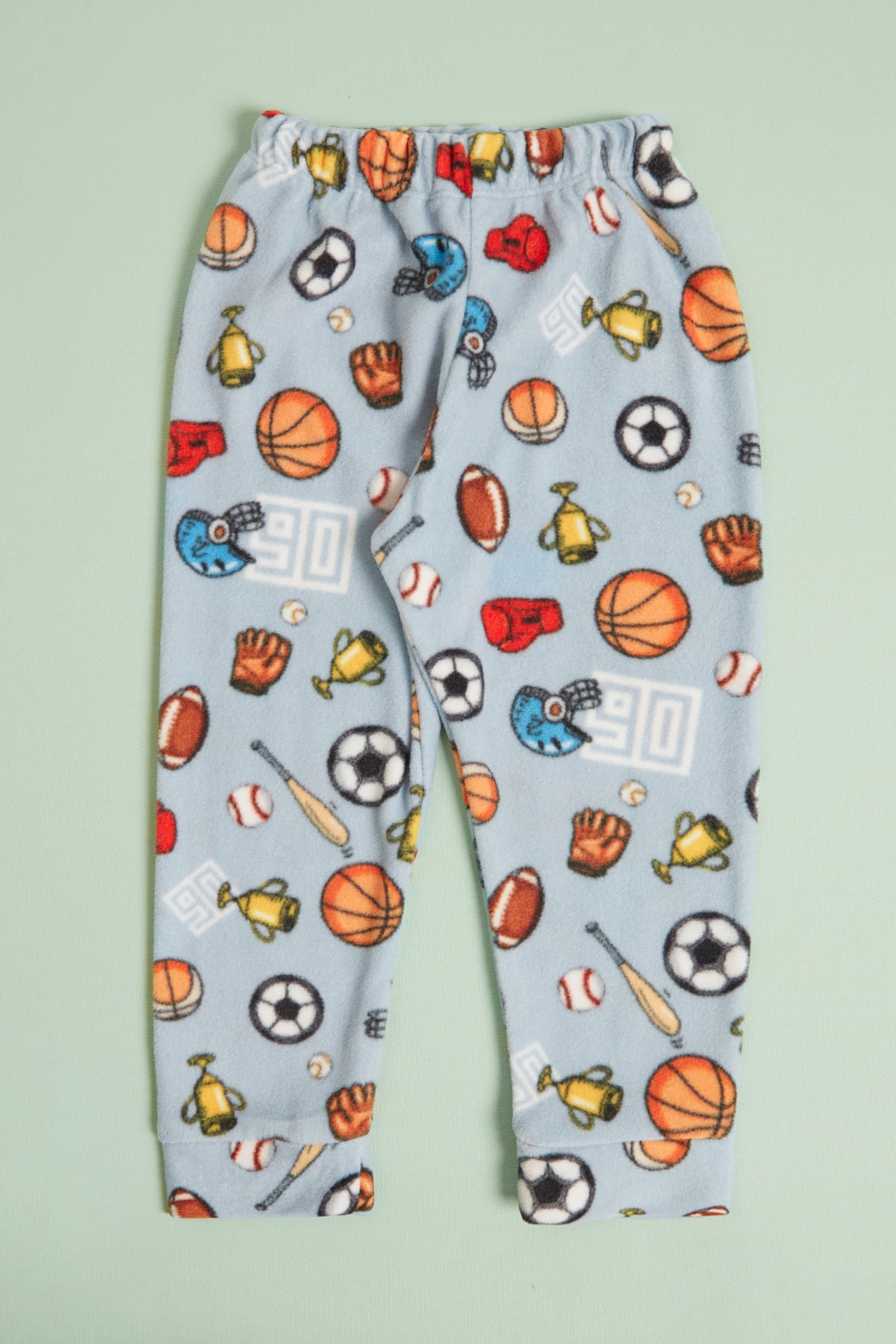 Top Desenli Bisiklet Yaka Polar Unisex Çocuk Pijama Takımı 6