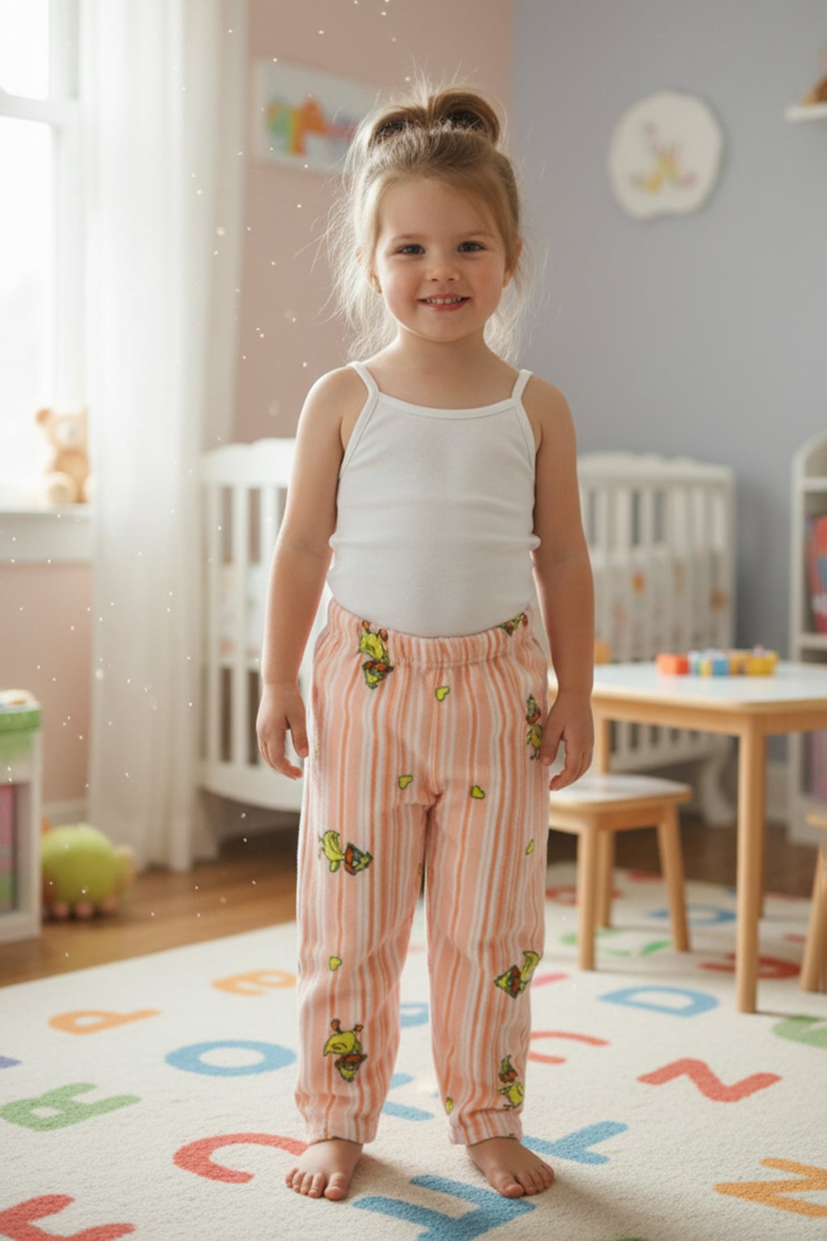 Ördek Desenli Polar Unisex Çocuk Pijama Altı