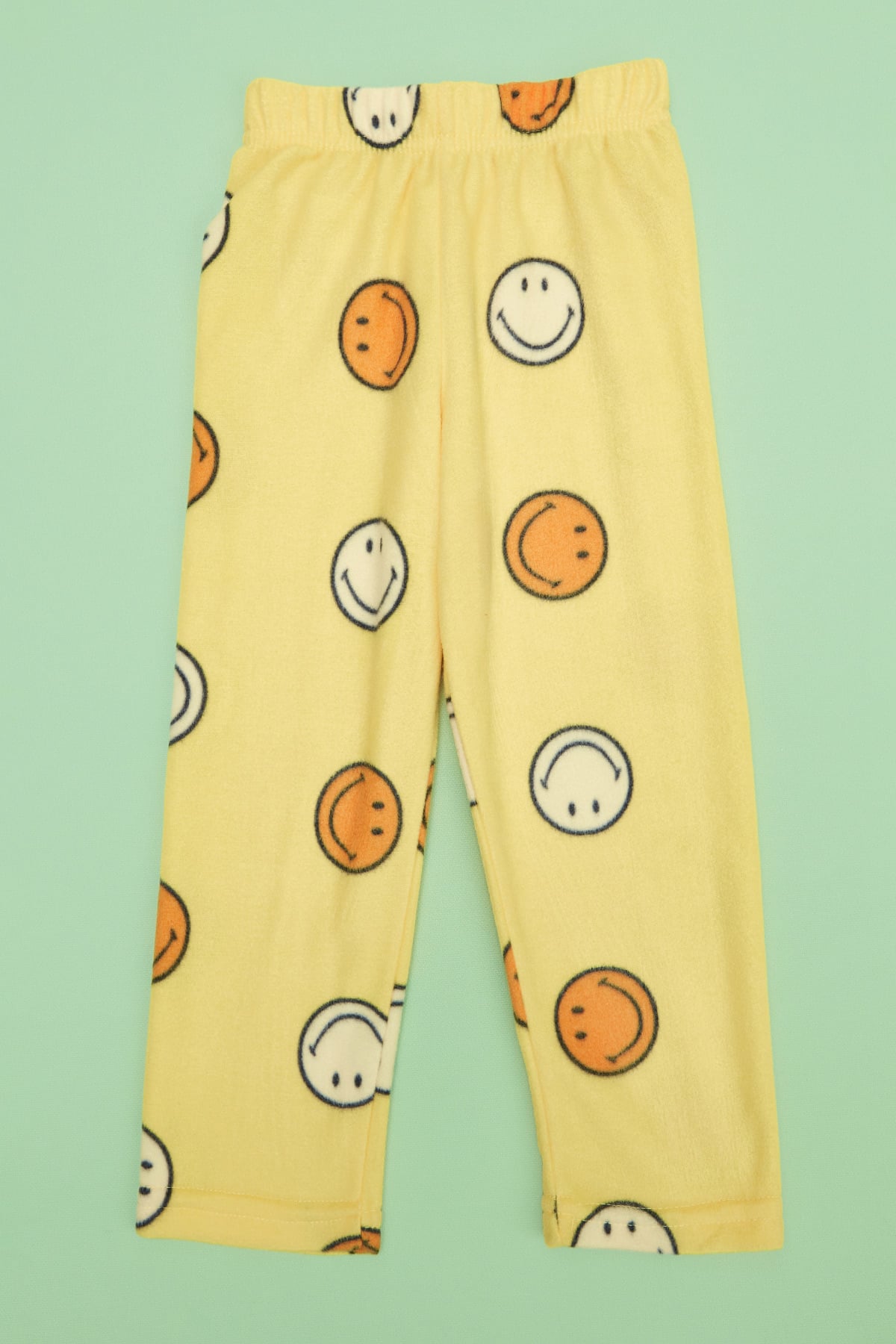 Gülen Yüz Desenli Polar Unisex Çocuk Pijama Altı 3