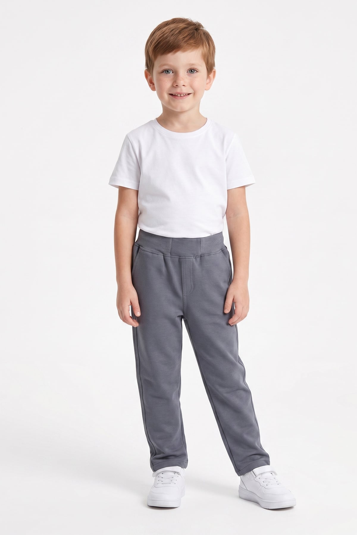 Beli Bağcıklı Penye Kumaş Unisex Çocuk Pantolon 2