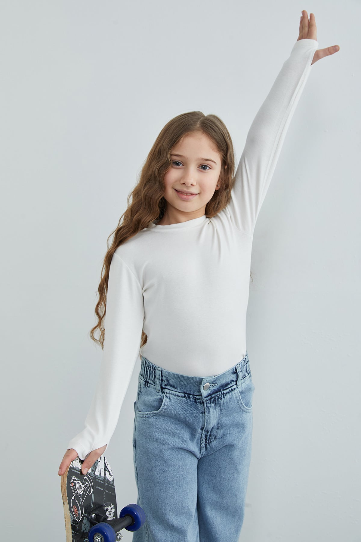 Basic Parmak Geçirmeli Modal Kız Çocuk Body 5