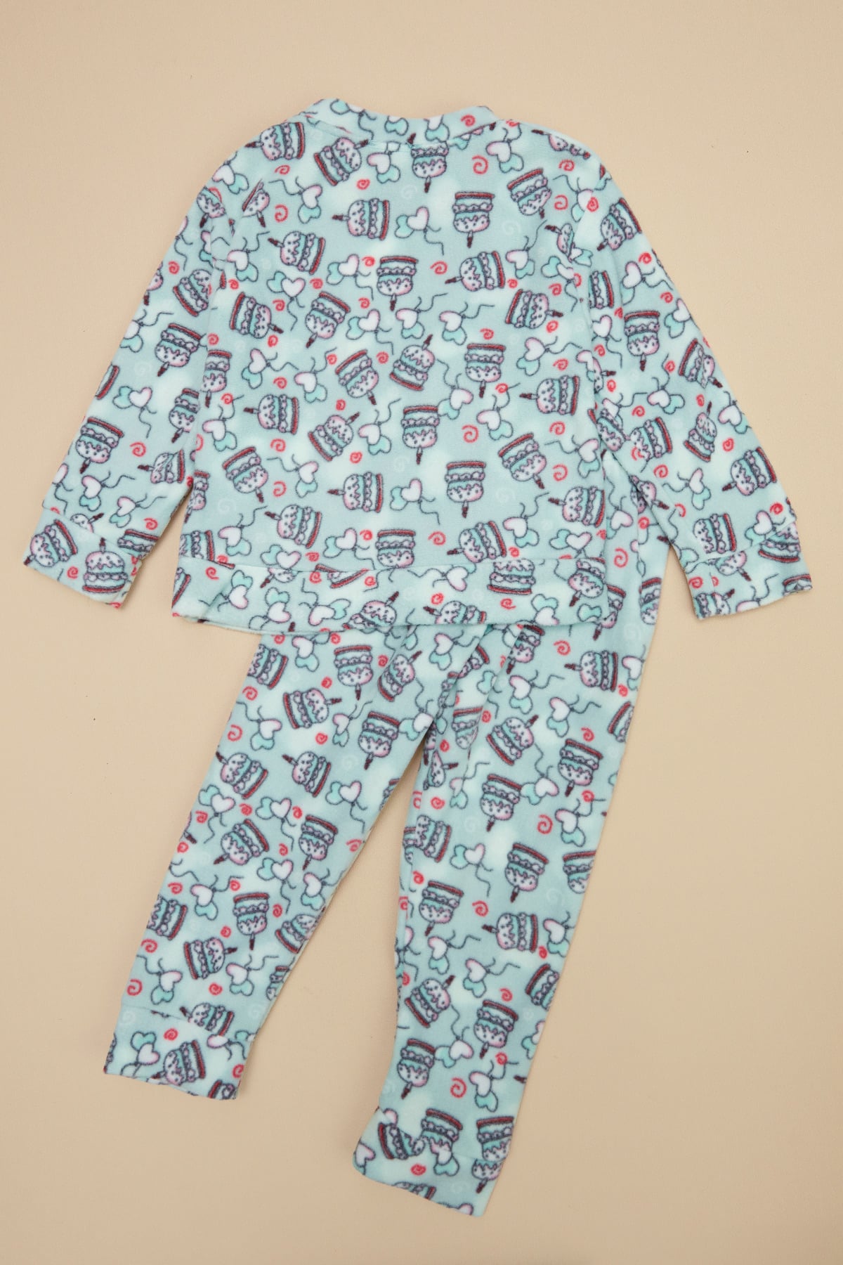 Pasta Desenli Polar Kız Çocuk Pijama Takımı 4