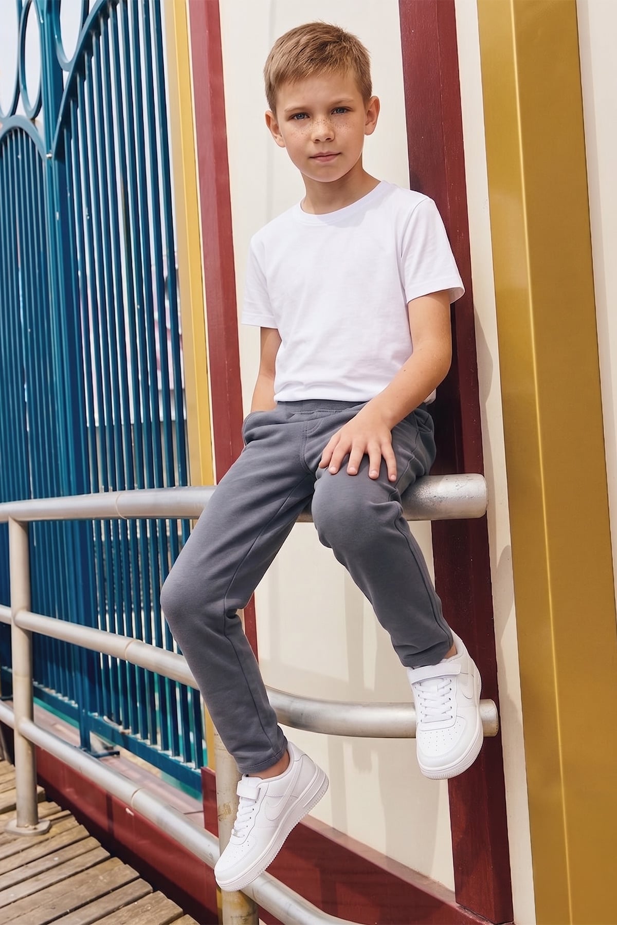 Beli Bağcıklı Penye Kumaş Unisex Çocuk Pantolon