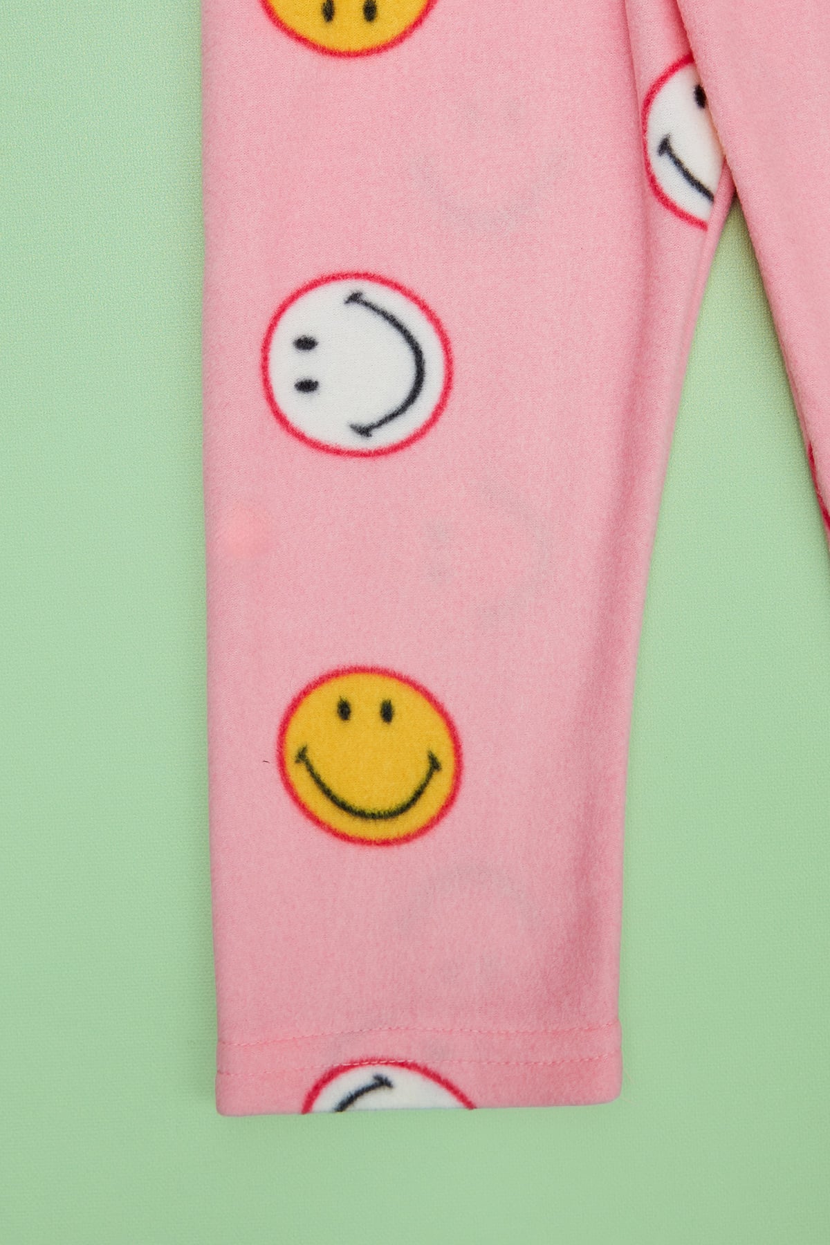 Gülen Yüz Desenli Polar Unisex Çocuk Pijama Altı 5