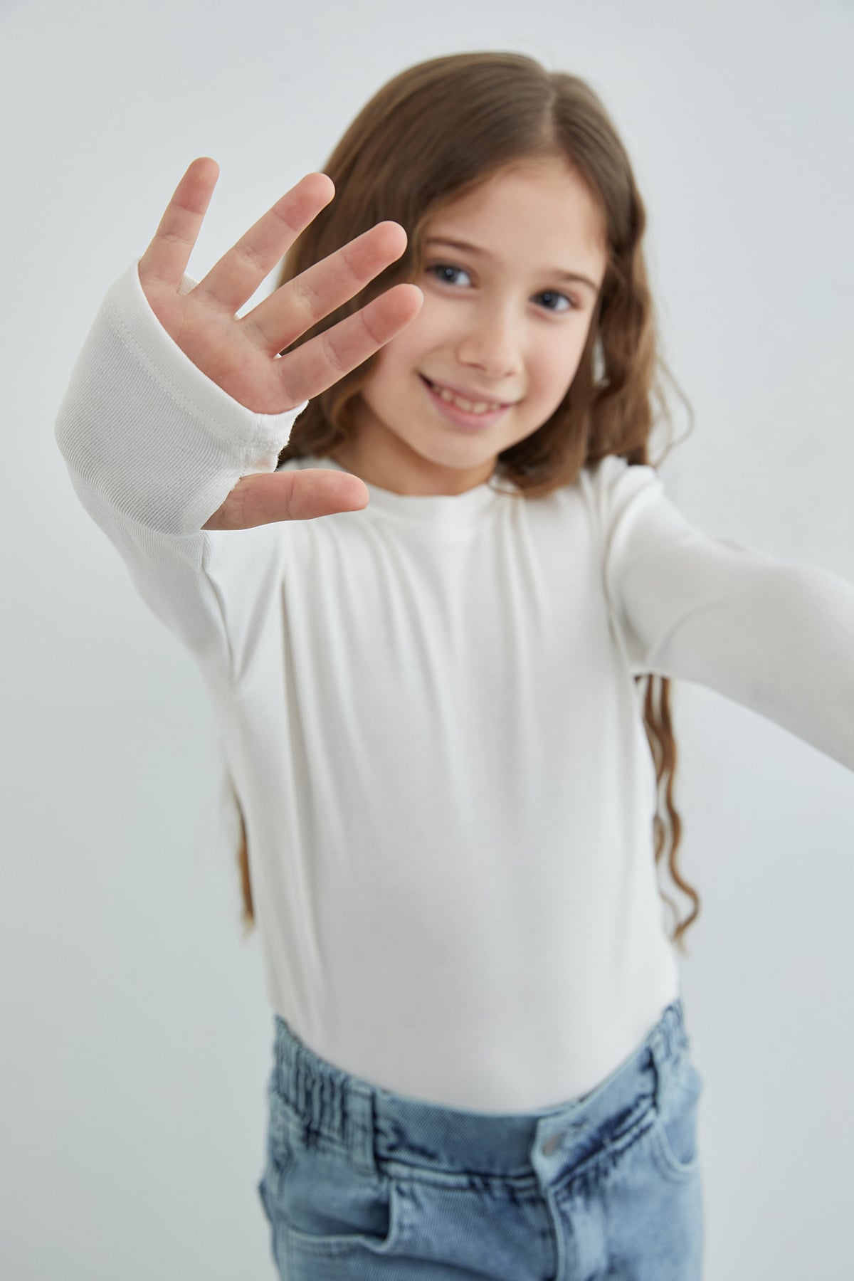 Basic Parmak Geçirmeli Modal Kız Çocuk Body