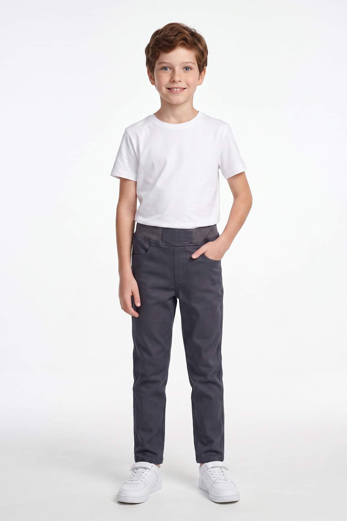 Beli Bağcıklı Gabardin Kumaş Unisex Çocuk Pantolon 2