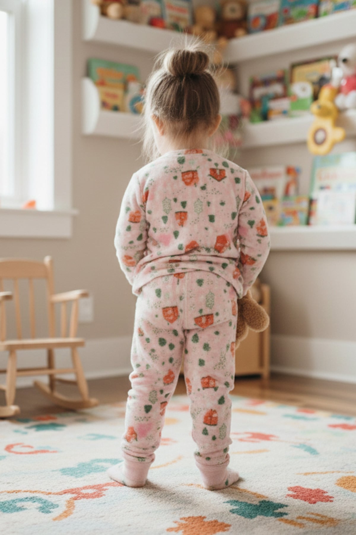 Ev Desenli Polar Kız Çocuk Pijama Takımı 2