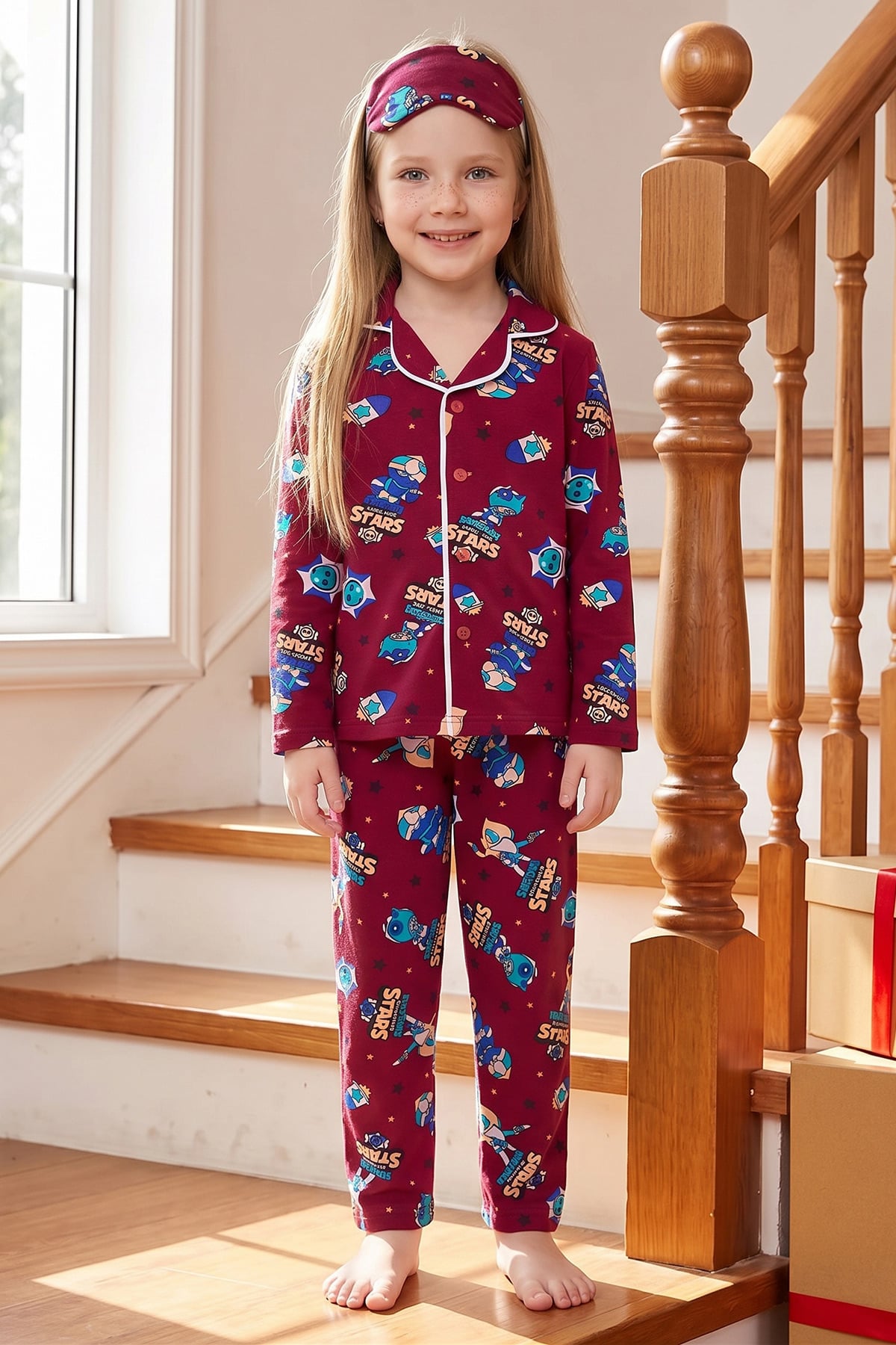 Uzay Temalı Uyku Bantlı Erkek Çocuk 3 Lü Pijama Takımı