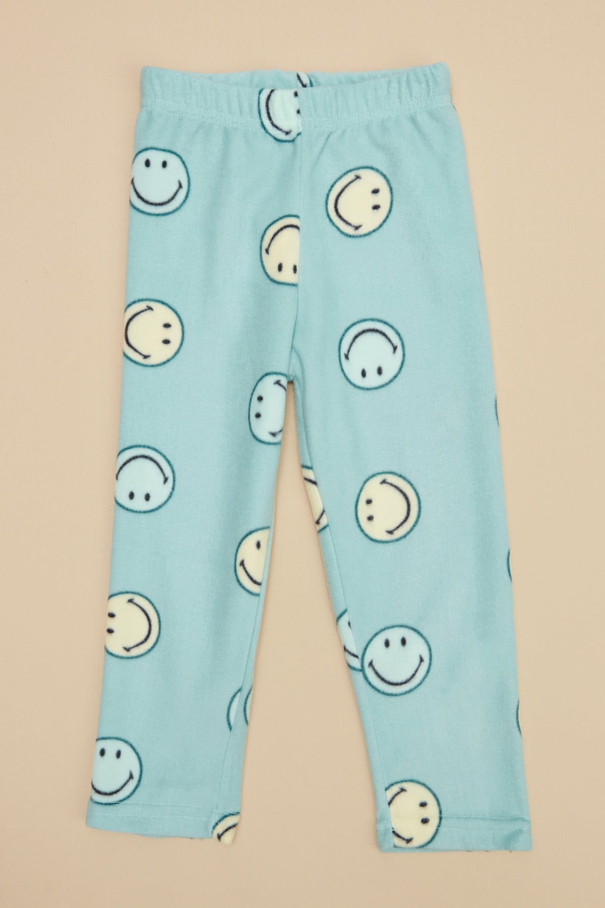 Gülen Yüz Desenli Polar Unisex Çocuk Pijama Altı 3
