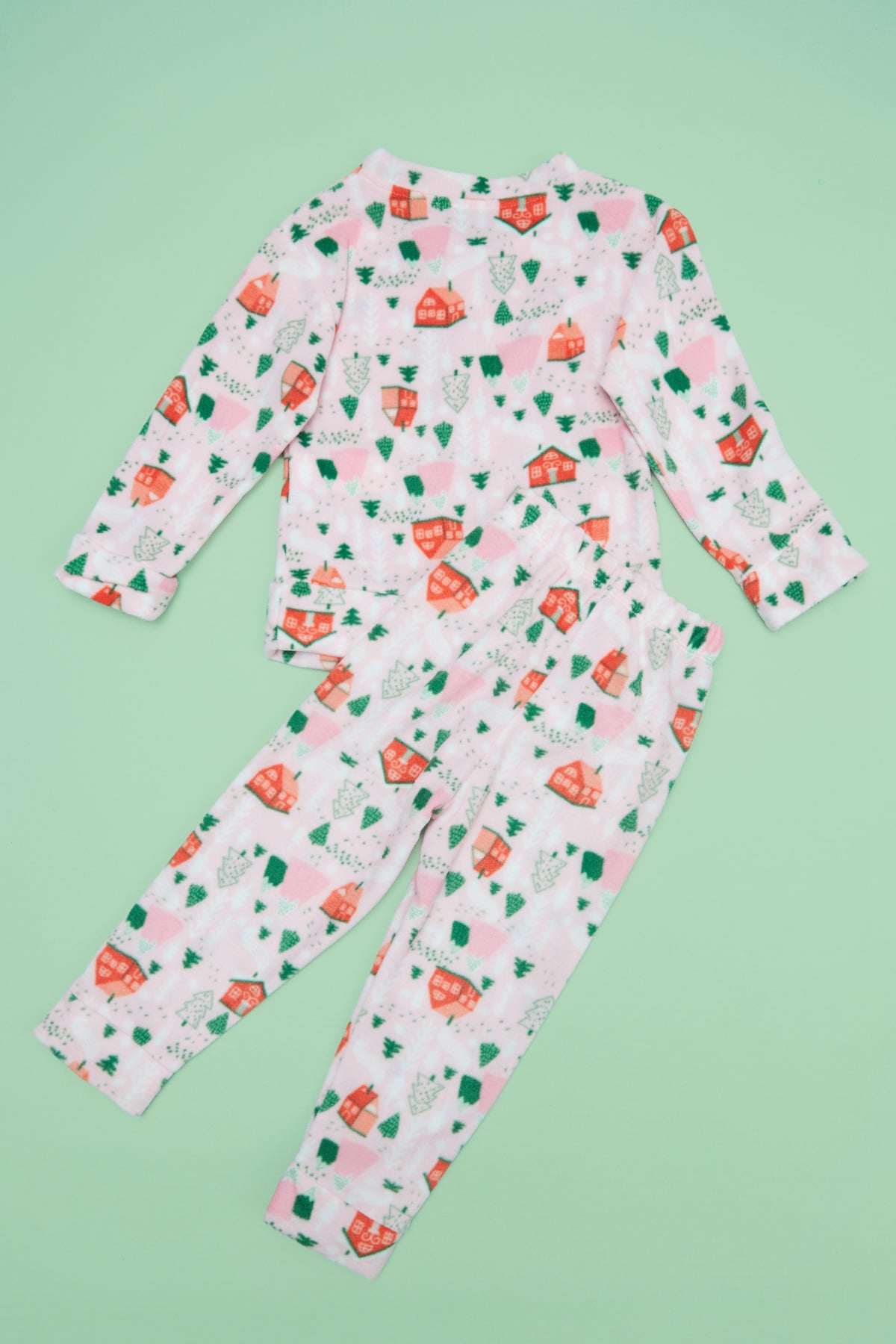 Ev Desenli Polar Kız Çocuk Pijama Takımı 4
