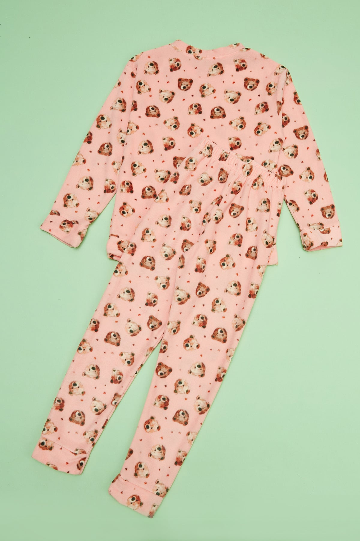 Ayıcık Desenli Polar Unisex Çocuk Pijama Takımı 4