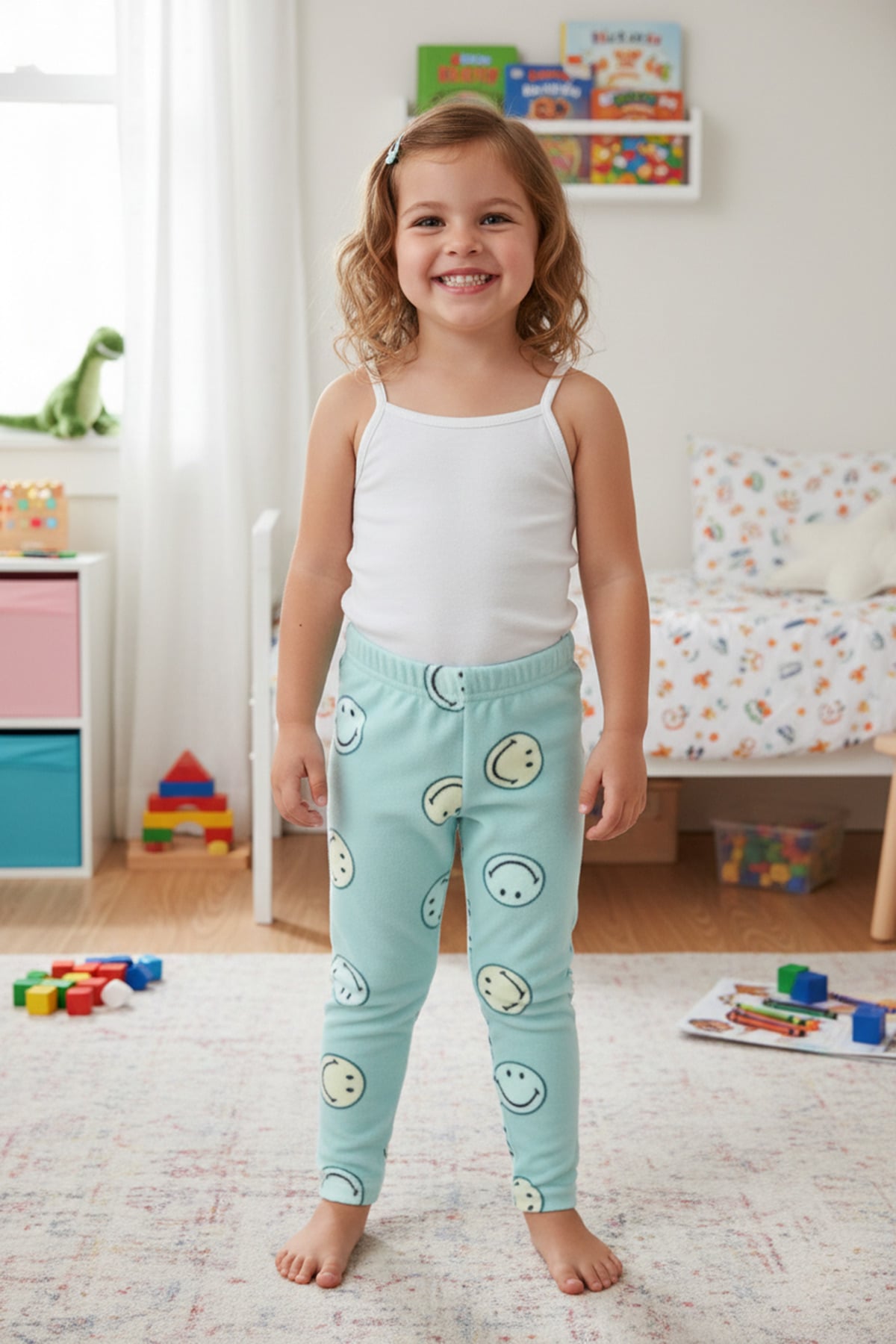 Gülen Yüz Desenli Polar Unisex Çocuk Pijama Altı