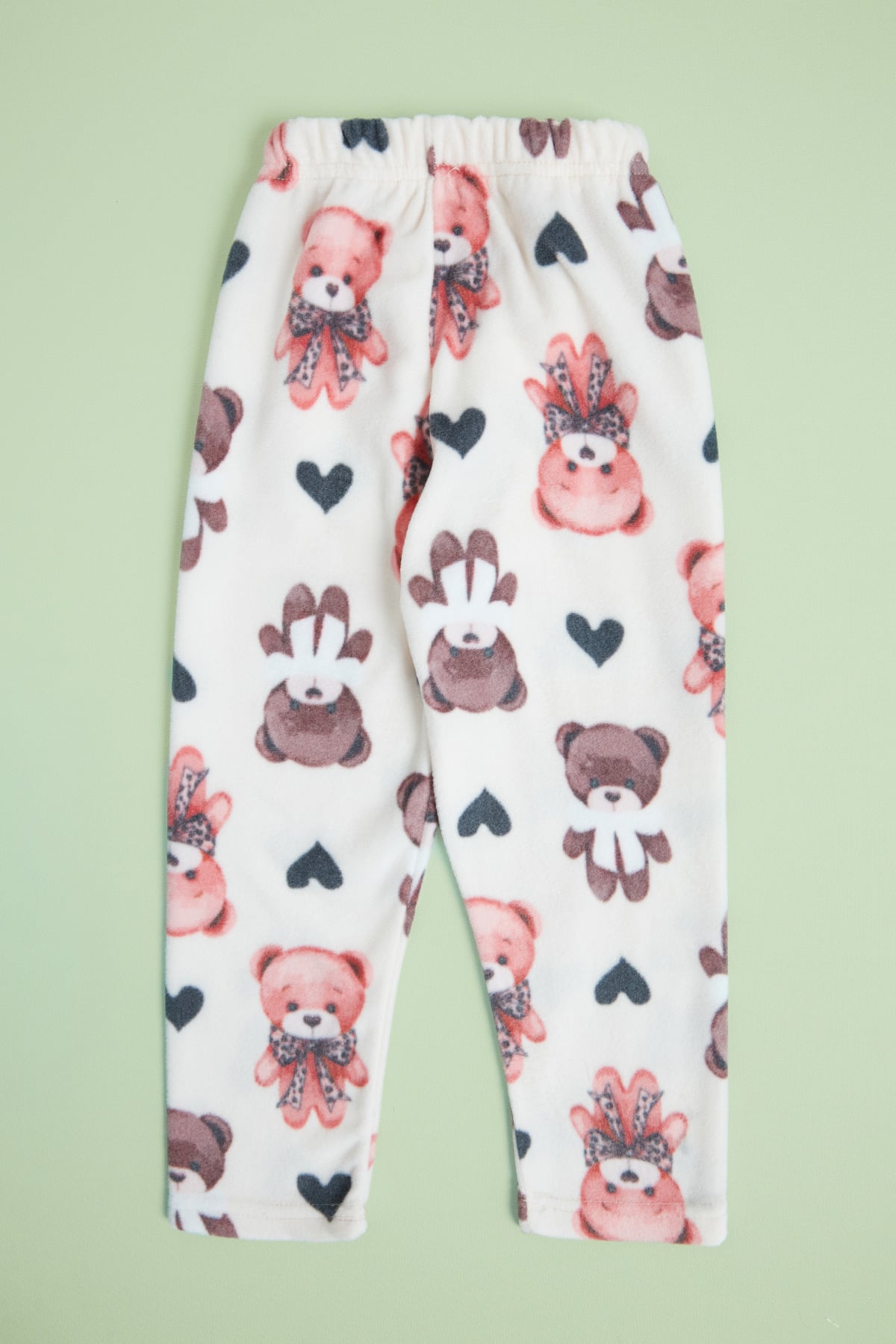 Ayıcık Desenli Beli Lastikli Kız Çocuk Polar Pijama Altı 5
