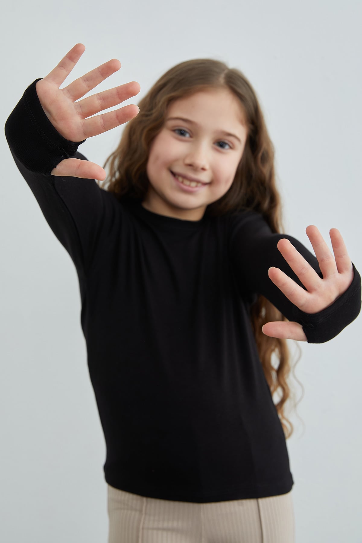 Basic Parmak Geçirmeli Modal Kız Çocuk Body