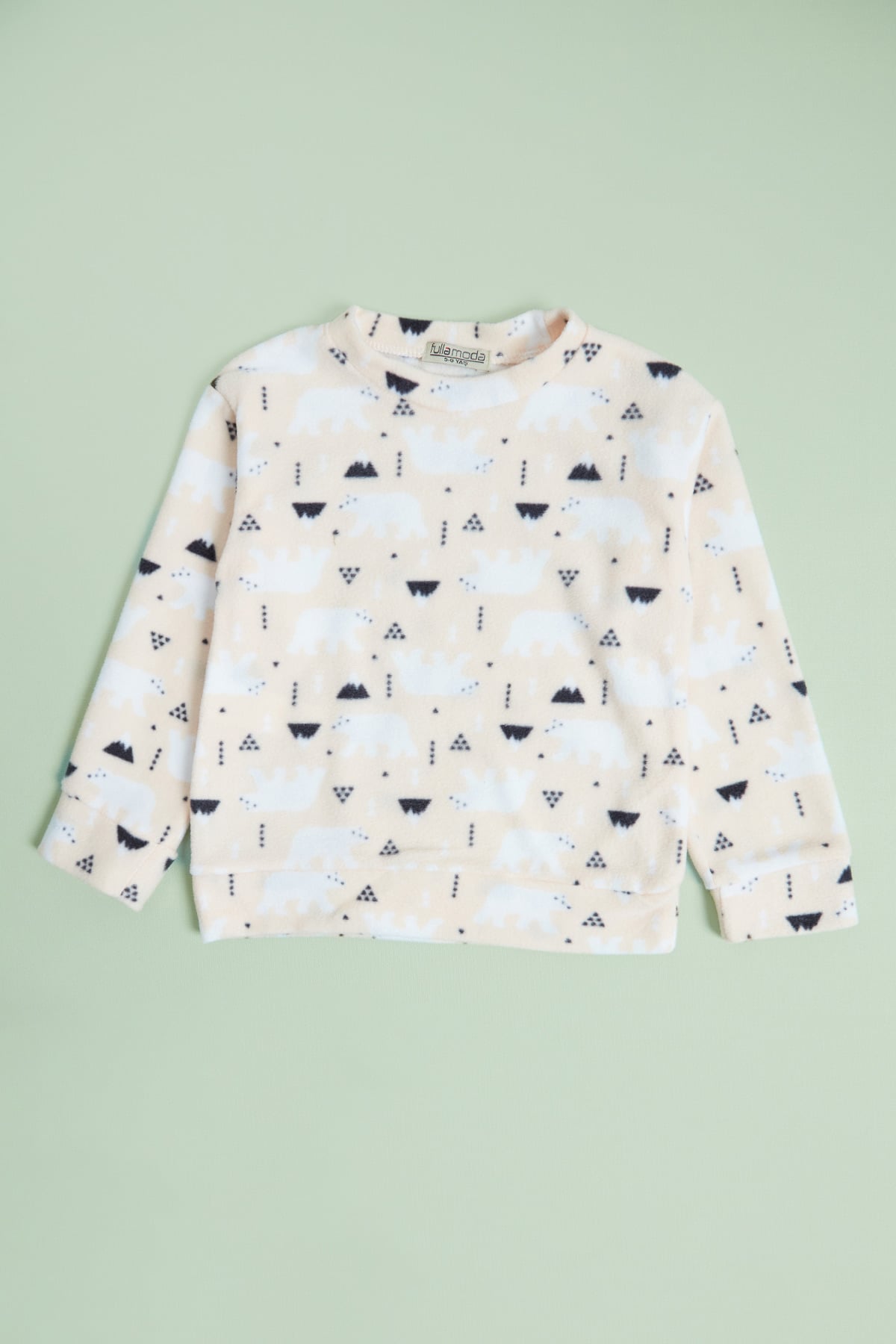 Kutup Ayısı Desenli  Polar Unisex Çocuk Pijama Takımı 4