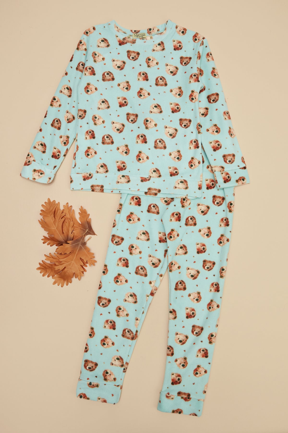 Ayıcık Desenli Polar Unisex Çocuk Pijama Takımı 3