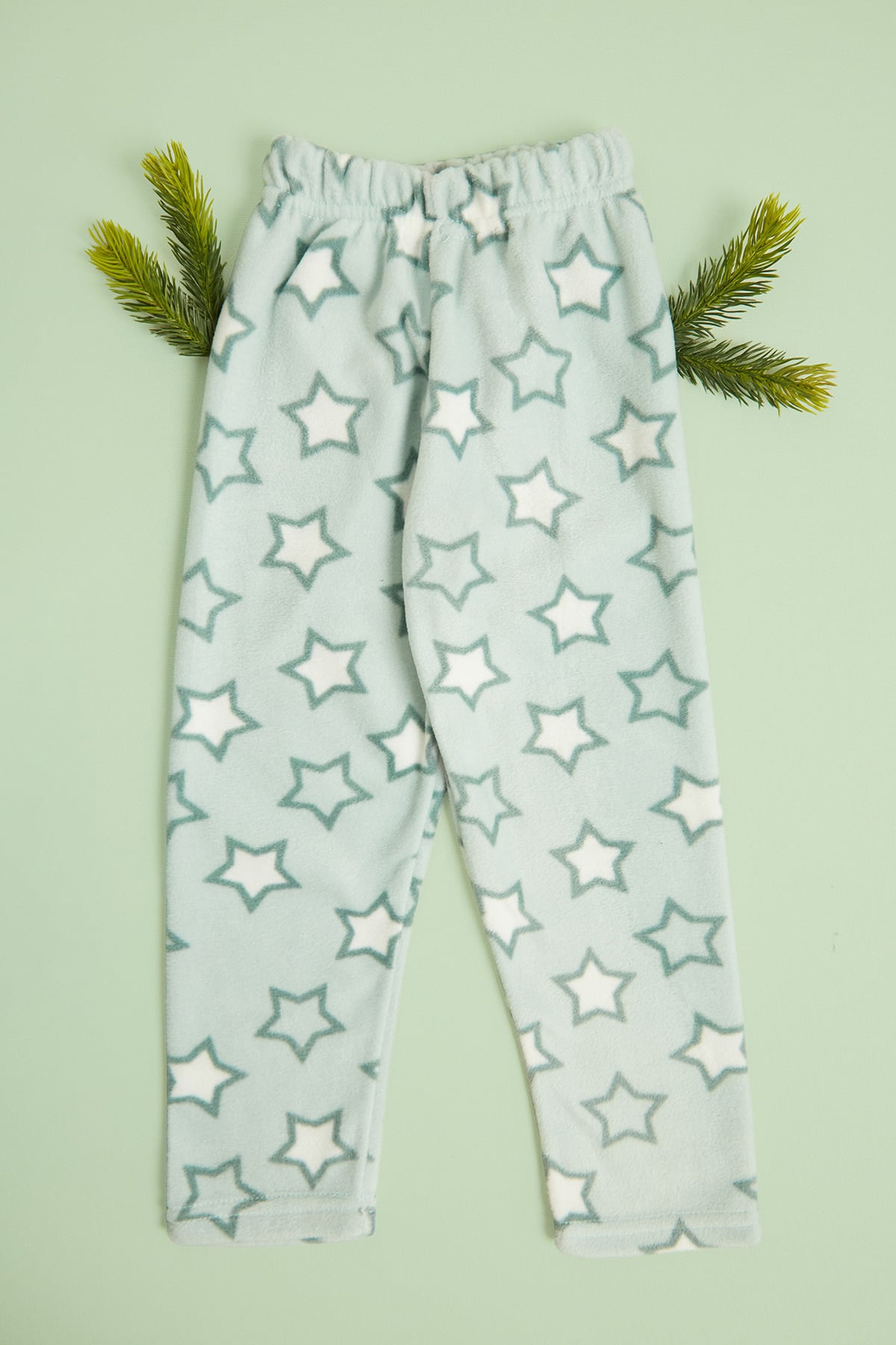 Yıldız Desenli Beli Lastikli Kız Çocuk Polar Pijama Altı 3