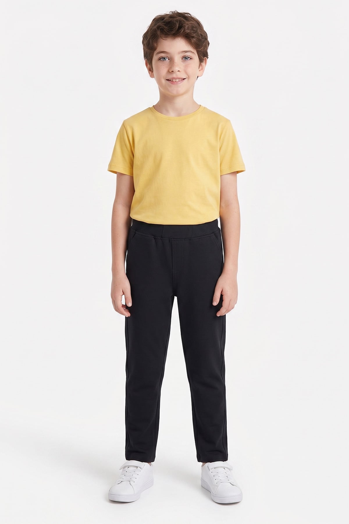 Beli Bağcıklı Penye Kumaş Unisex Çocuk Pantolon 2