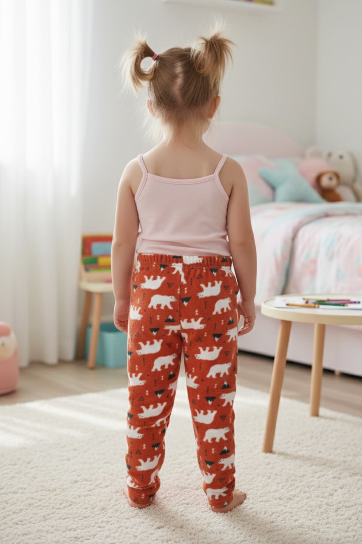 Kutup Ayısı Desenli Polar Unisex Çocuk Pijama Altı 2