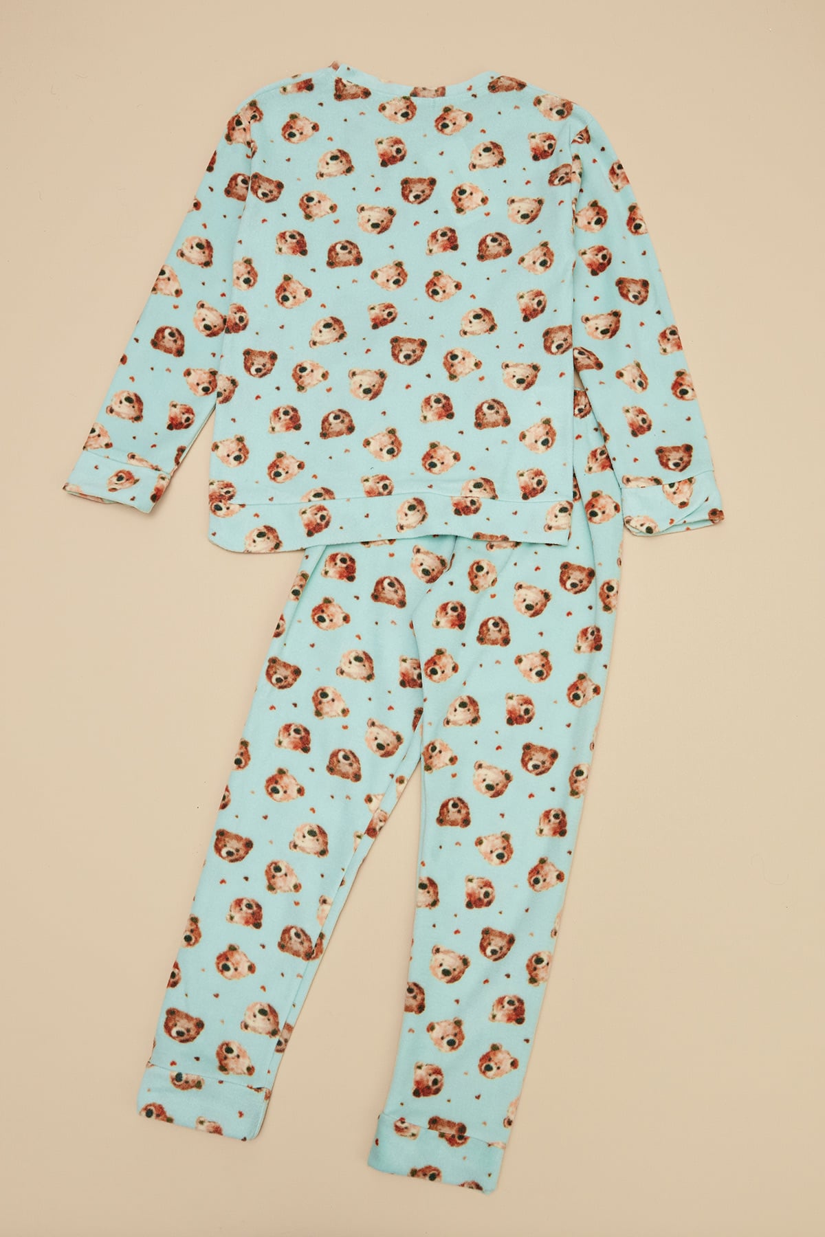 Ayıcık Desenli Polar Unisex Çocuk Pijama Takımı 4
