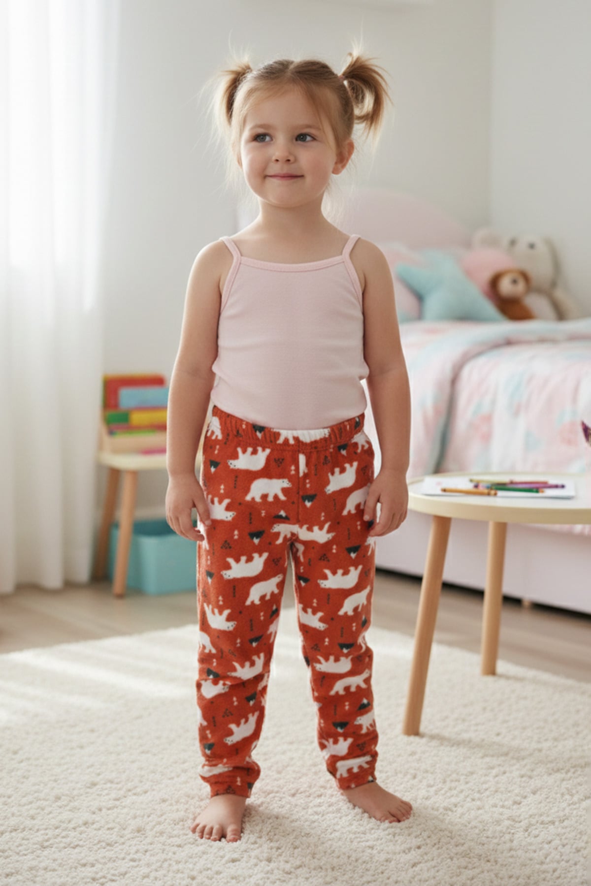 Kutup Ayısı Desenli Polar Unisex Çocuk Pijama Altı