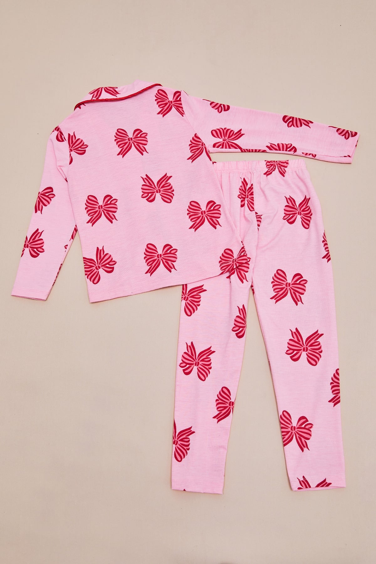 Kurdeleli Uyku Bantlı Kız Çocuk 3 Lü Pijama Takımı 5