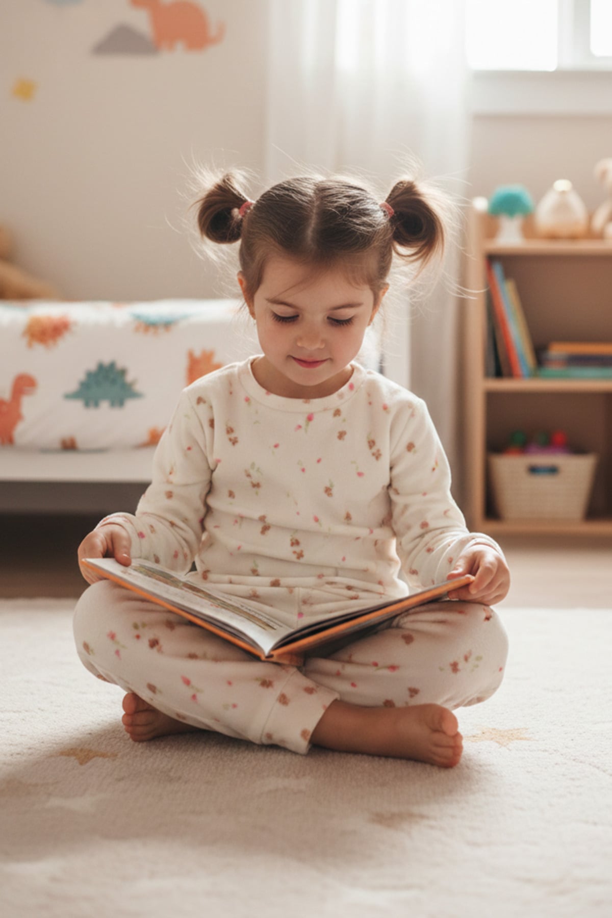 Çiçek Desenli Polar Kız Çocuk Pijama Takımı