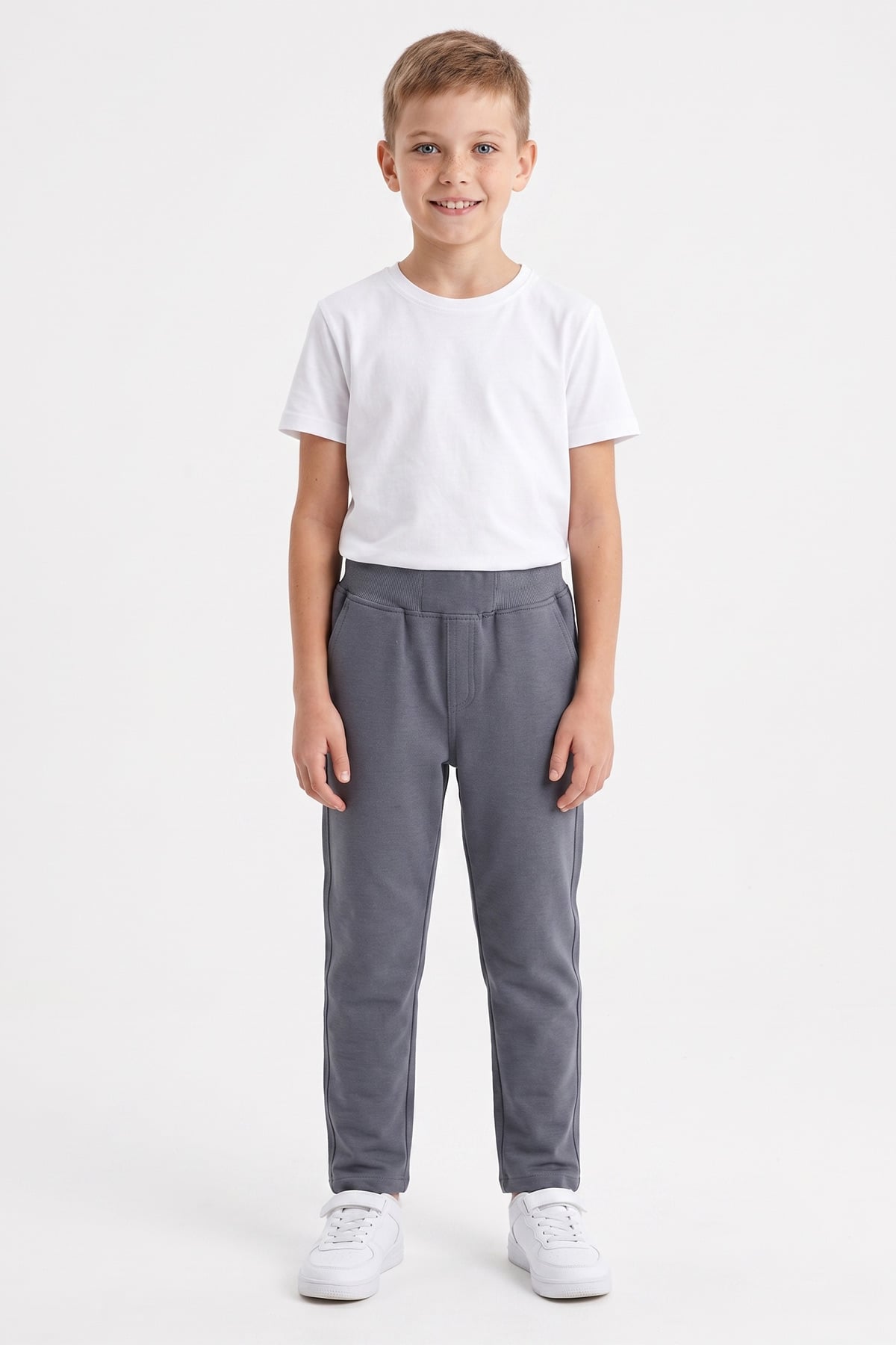 Beli Bağcıklı Penye Kumaş Unisex Çocuk Pantolon 2