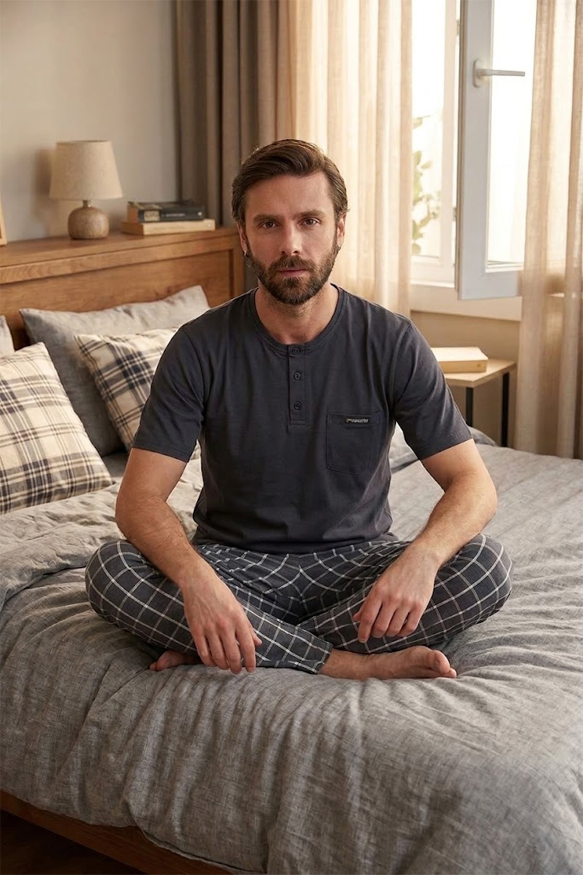 Ekose Desenli Pijama Takımı 8