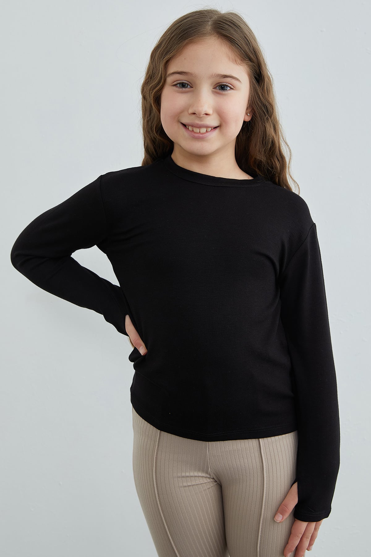 Basic Parmak Geçirmeli Modal Kız Çocuk Body 5