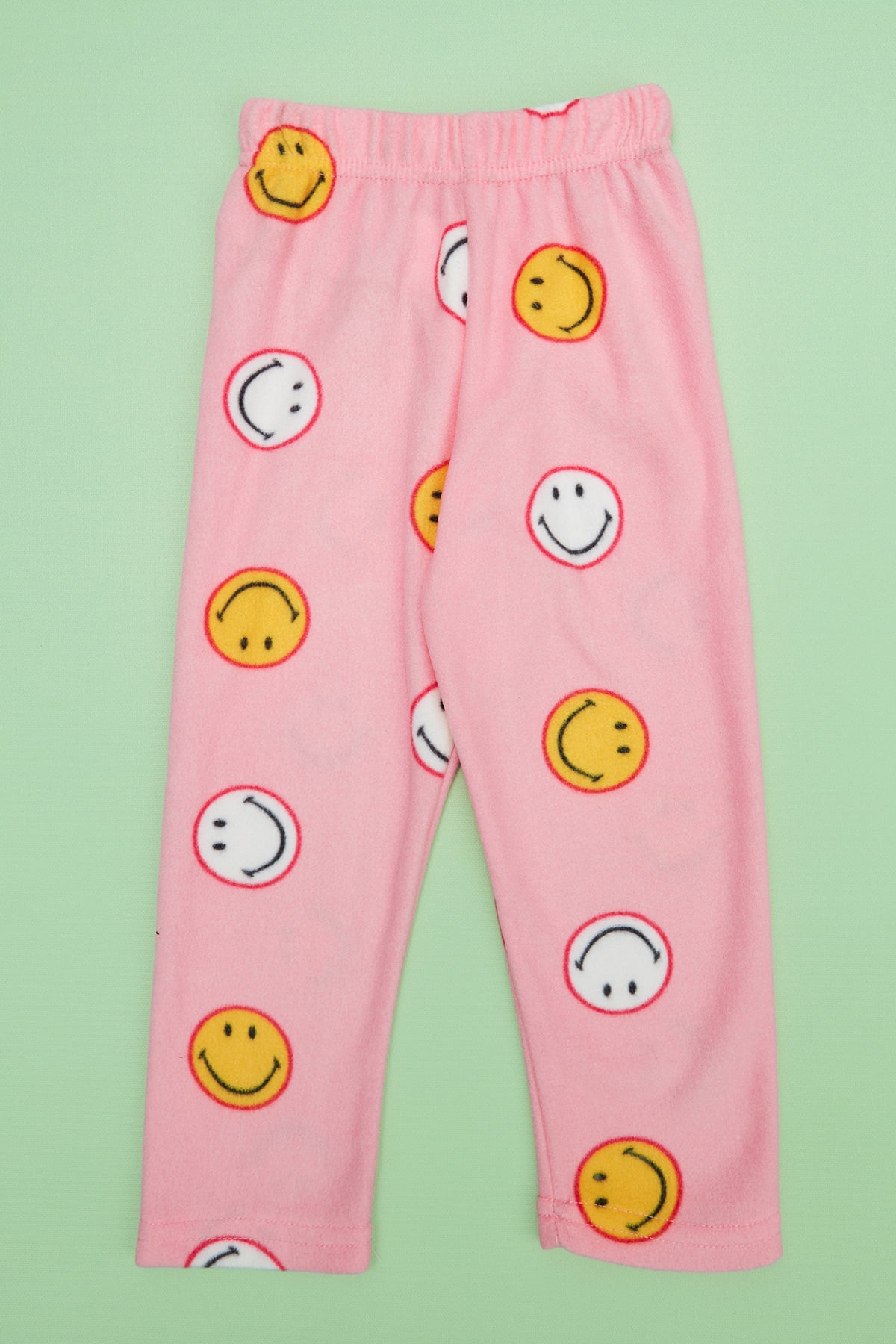 Gülen Yüz Desenli Polar Unisex Çocuk Pijama Altı 3