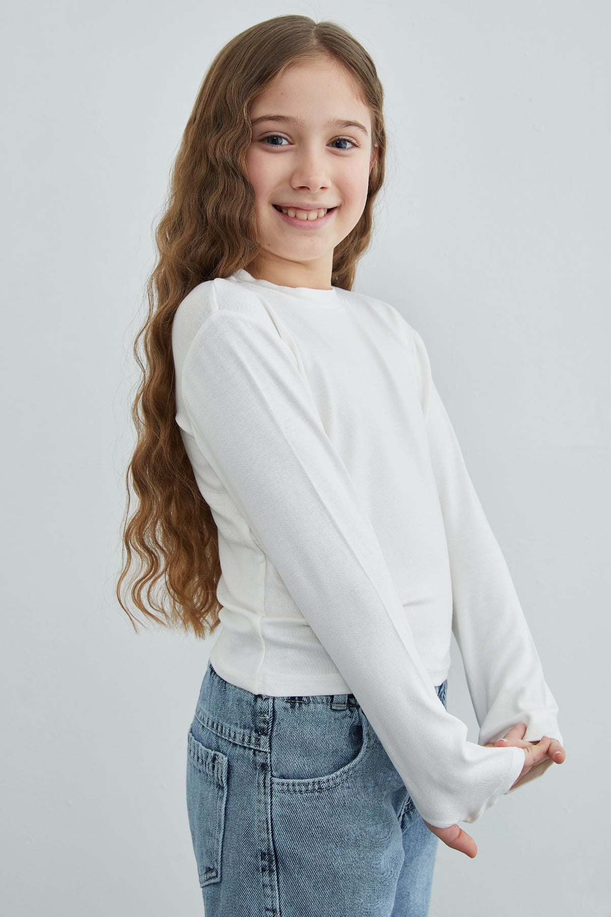 Basic Parmak Geçirmeli Modal Kız Çocuk Body 6
