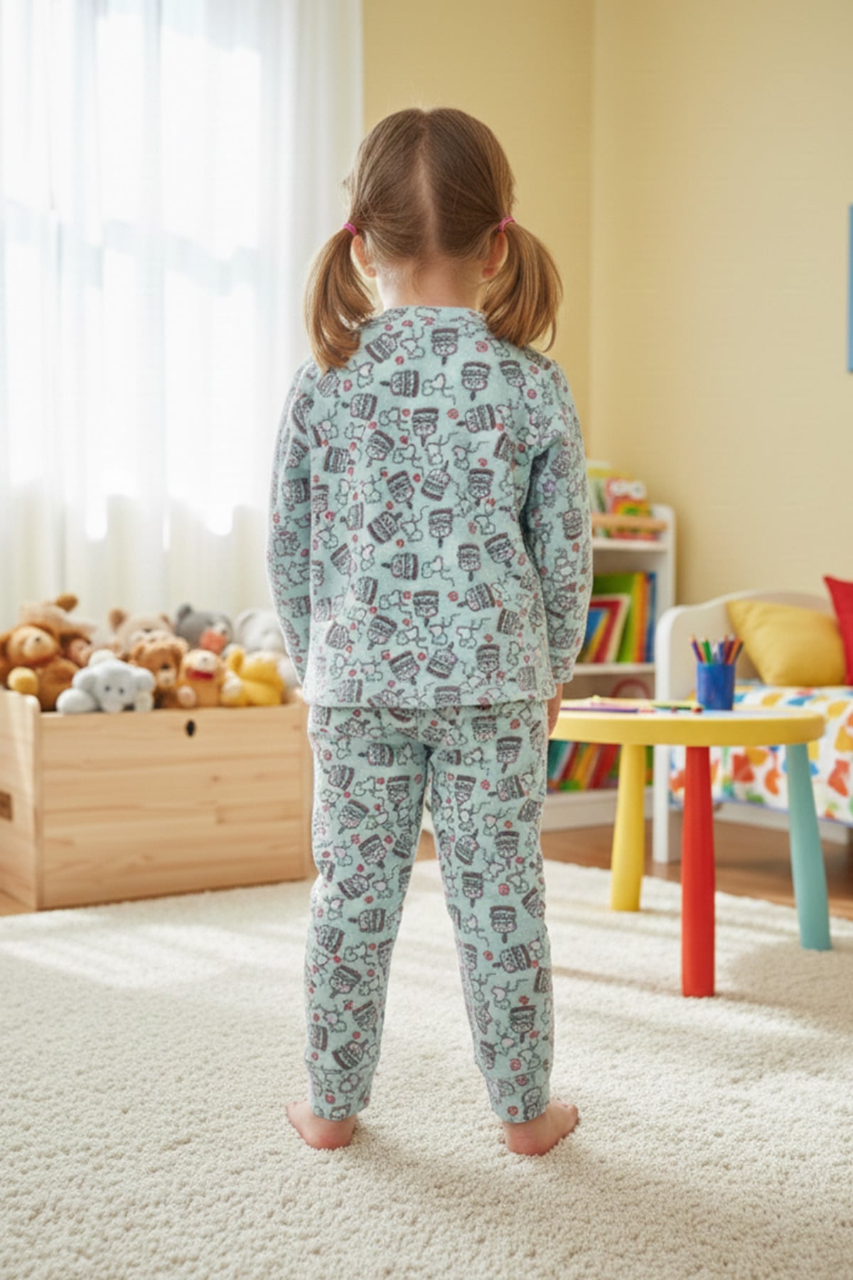 Pasta Desenli Polar Kız Çocuk Pijama Takımı 2
