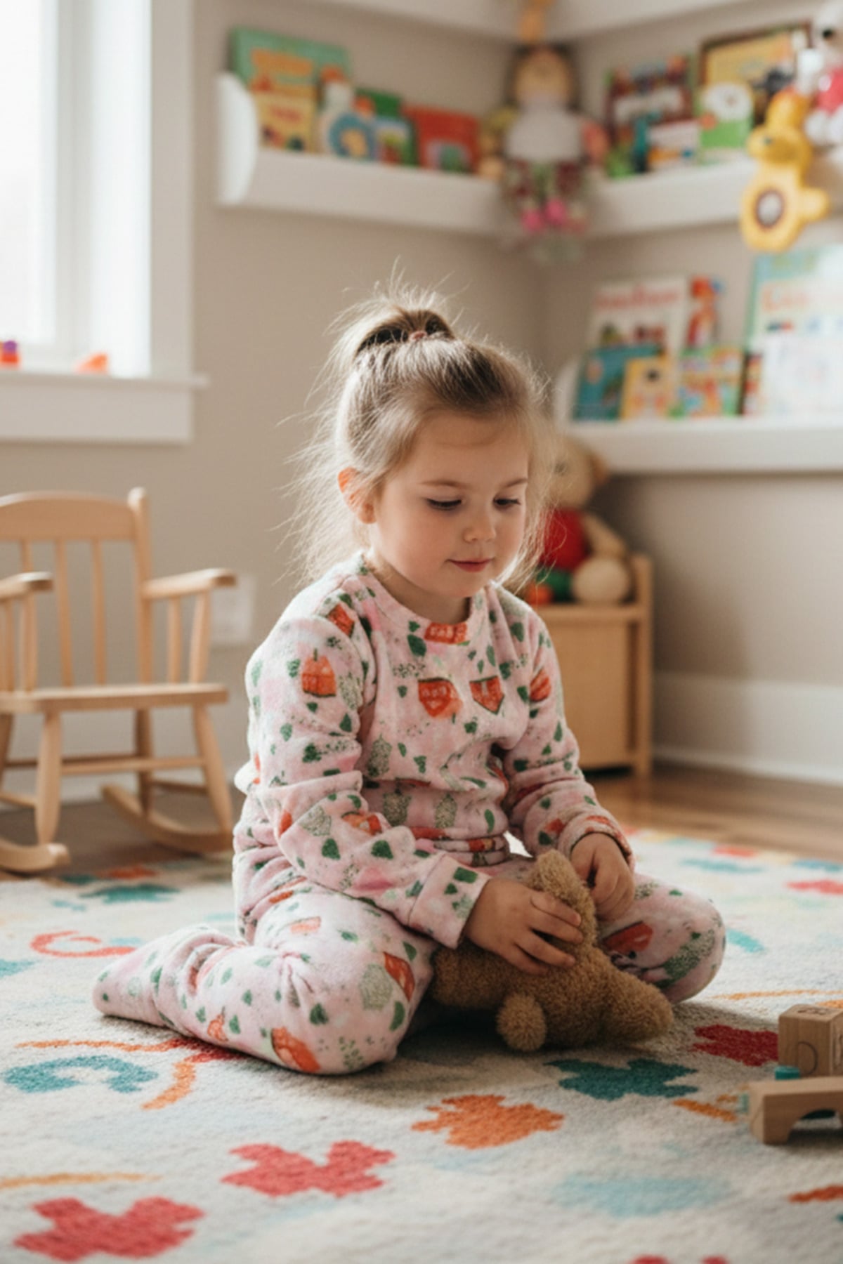 Ev Desenli Polar Kız Çocuk Pijama Takımı