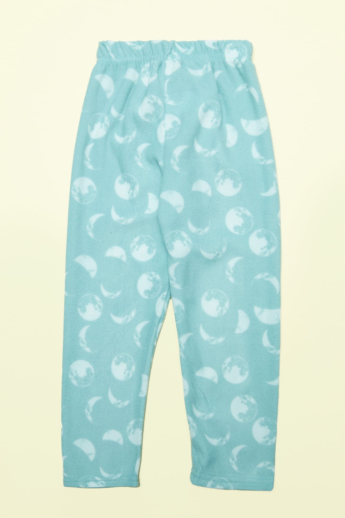 Beli Lastikli Ay Baskılı Unisex Çocuk Polar Pijama Altı 3