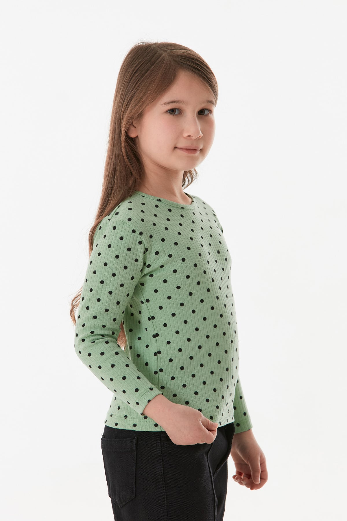 Puantiye Desenli Bisiklet Yaka Kız Çocuk Body 3