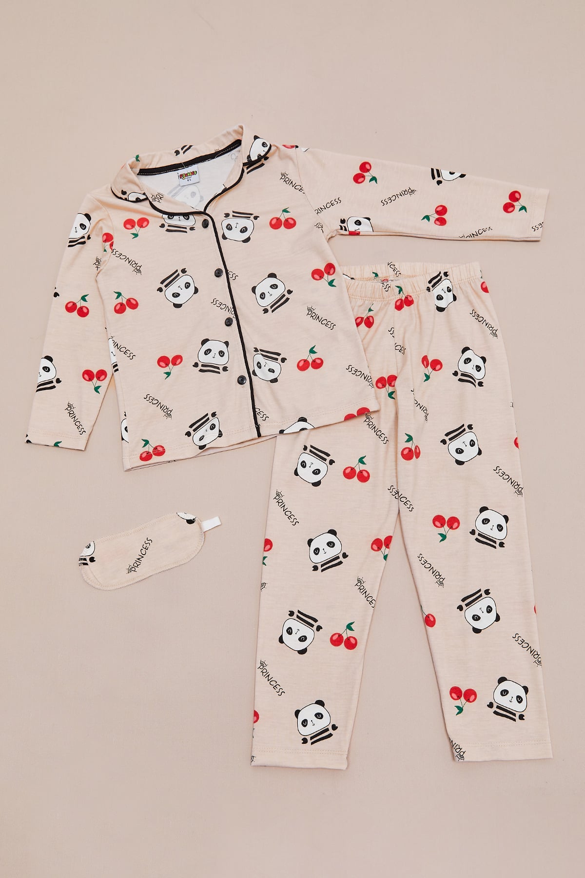 Panda Baskılı Uyku Bantlı Kız Çocuk 3 Lü Pijama Takımı 3