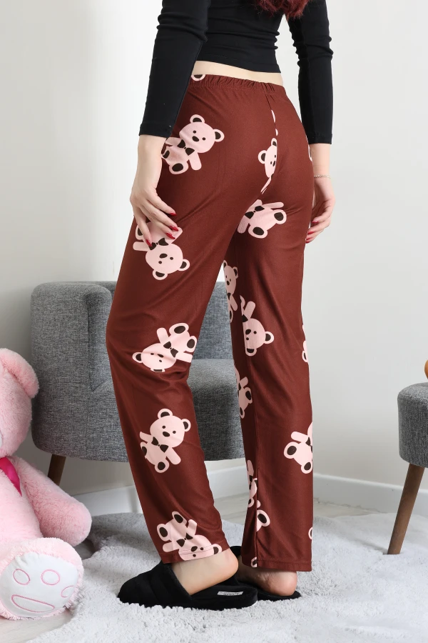 Desenli Süet Pijama Altı Kahve 9