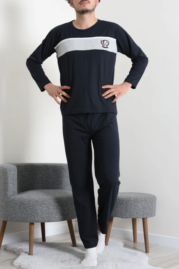 Süprem Baskılı Erkek Pijama Takımı Lacivert 4