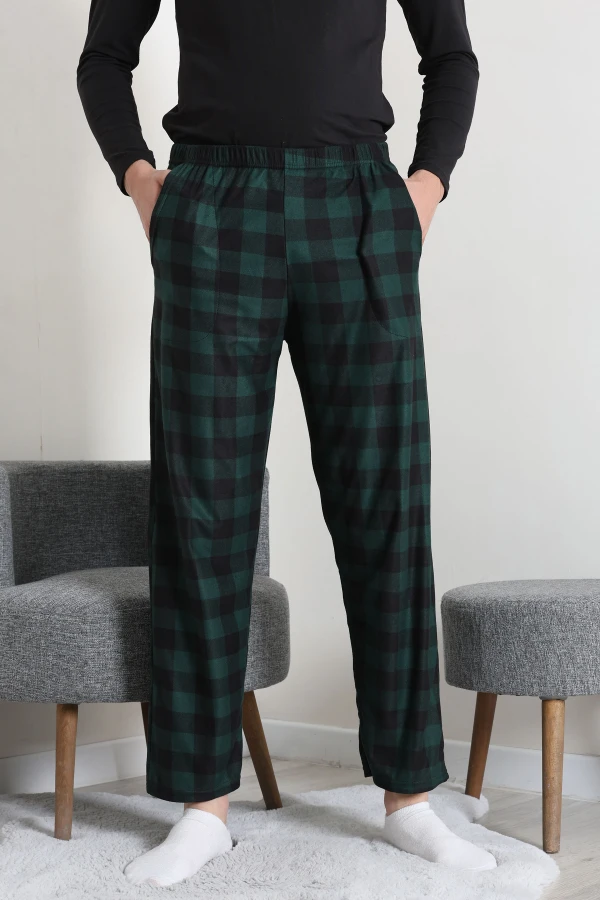 Süet Cepli Erkek Pijama Alt Zümrüt 2