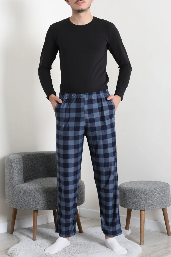 Süet Cepli Erkek Pijama Alt Açıkmavi 4