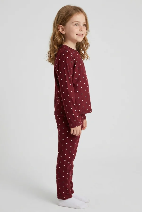 5-12 Yaş Süet Alt Üst Aynı Pijama Takımı Bordo 2