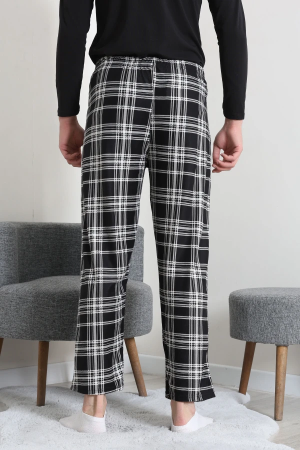 Süet Cepli Erkek Pijama Alt Siyah 7