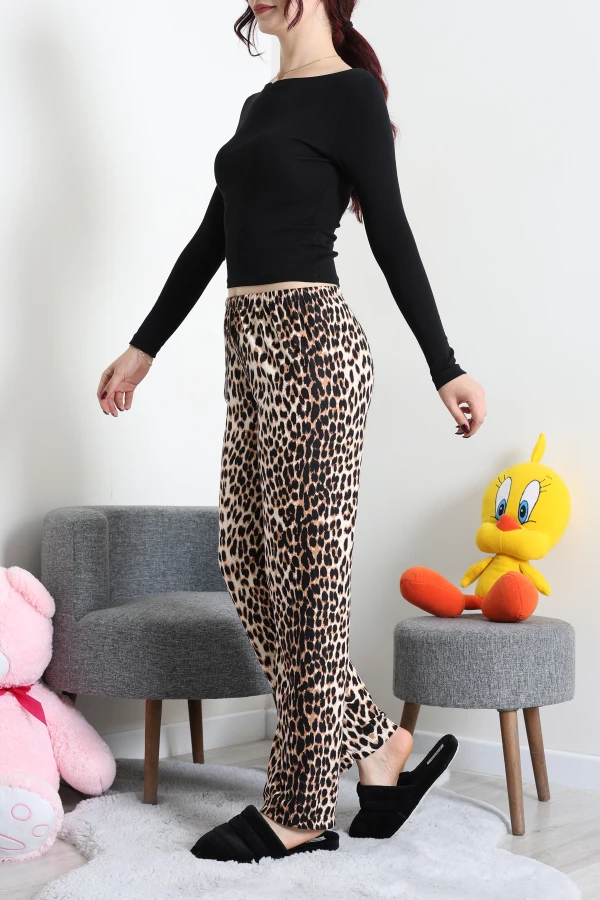 Desenli Süet Pijama Altı Leopar 3